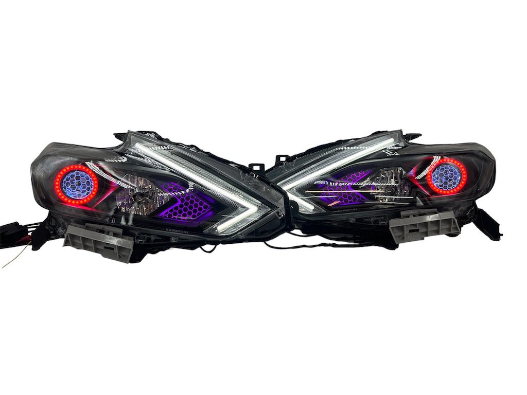 2016-2019 Nissan Altima Black Projector Lamps RGBW Multicolor Led Digital Headlights