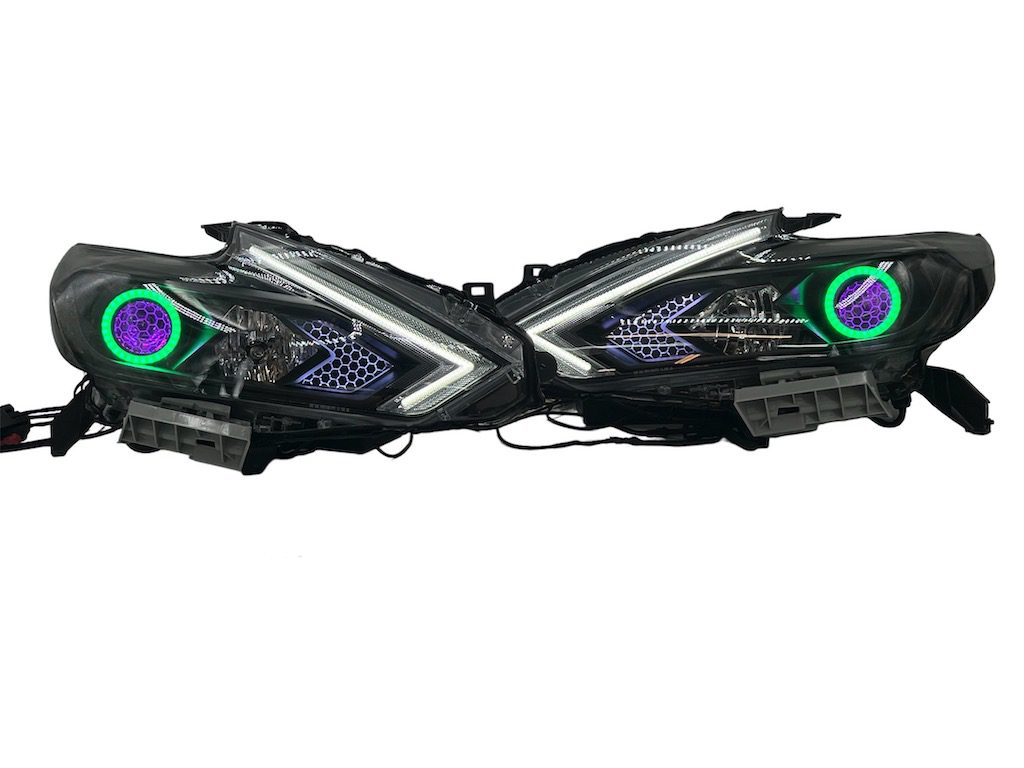 2016-2019 Nissan Altima Black Projector Lamps RGBW Multicolor Led Digital Headlights
