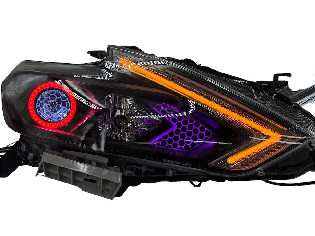 2016-2019 Nissan Altima Black Projector Lamps RGBW Multicolor Led Digital Headlights