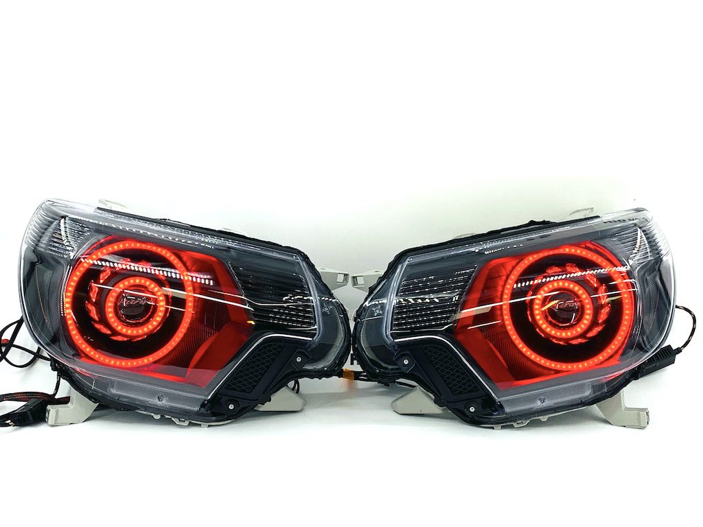 12-15 Toyota Tacoma Triple Halos RGBW LED Headlights Projector Lamps