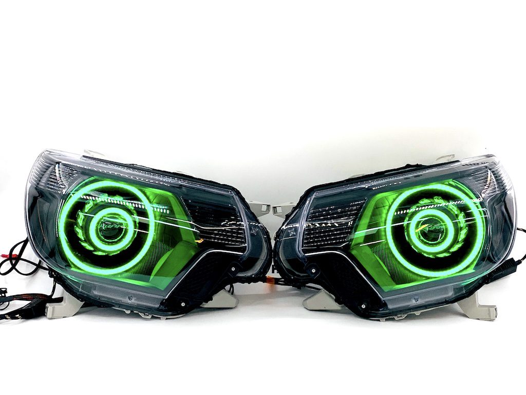 12-15 Toyota Tacoma Triple Halos RGBW LED Headlights Projector Lamps