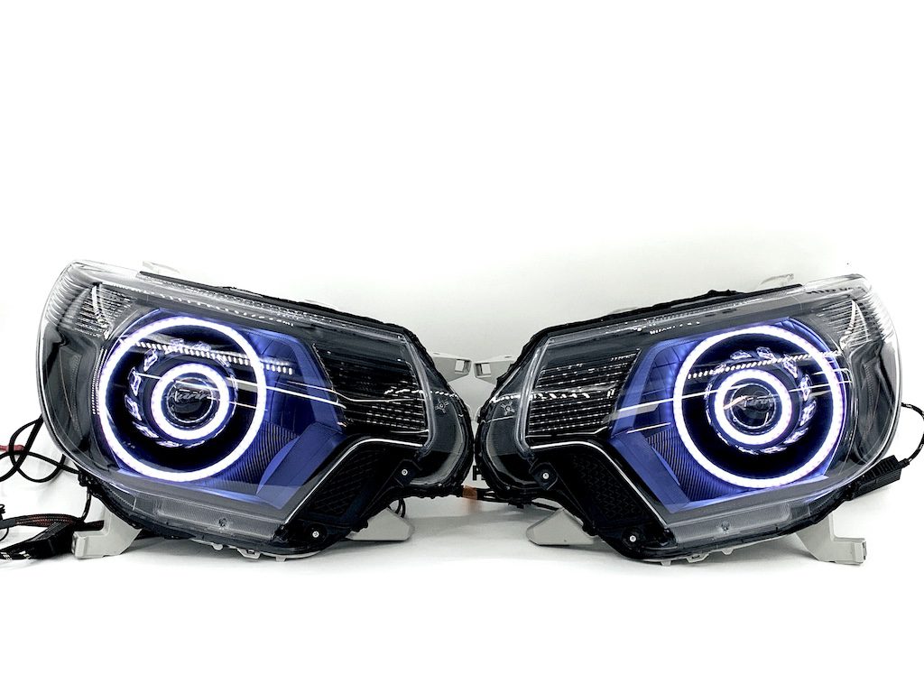 12-15 Toyota Tacoma Triple Halos RGBW LED Headlights Projector Lamps