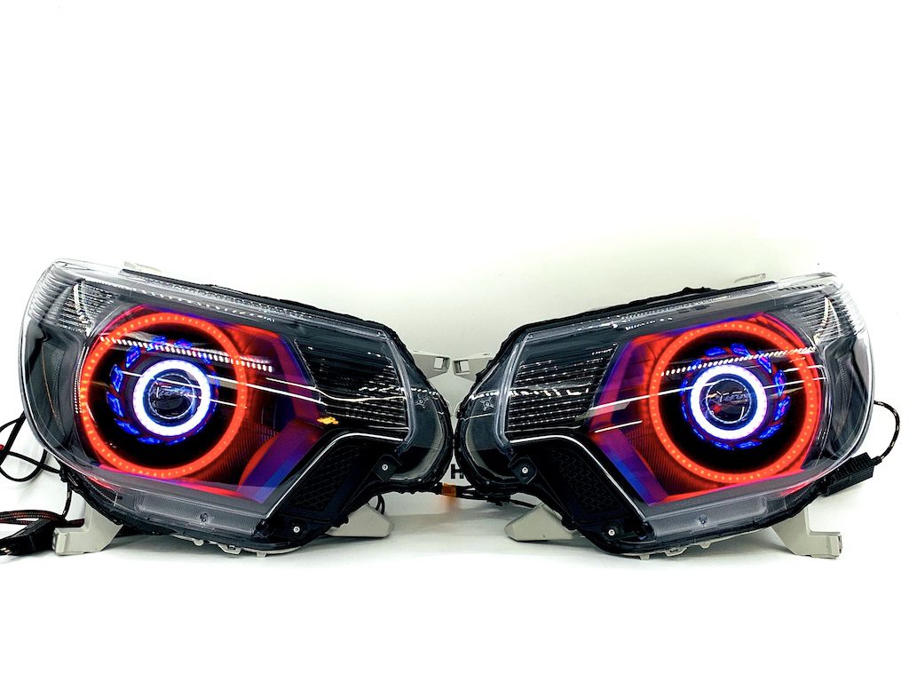 12-15 Toyota Tacoma Triple Halos RGBW LED Headlights Projector Lamps