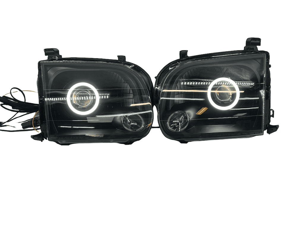 2000-2007 Toyota Tundra Black Projector LED Halo Switchback Headlights