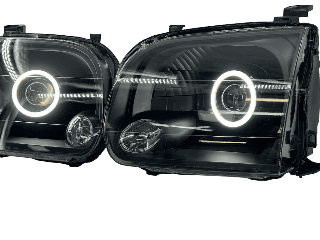 2000-2007 Toyota Tundra Black Projector LED Halo Switchback Headlights