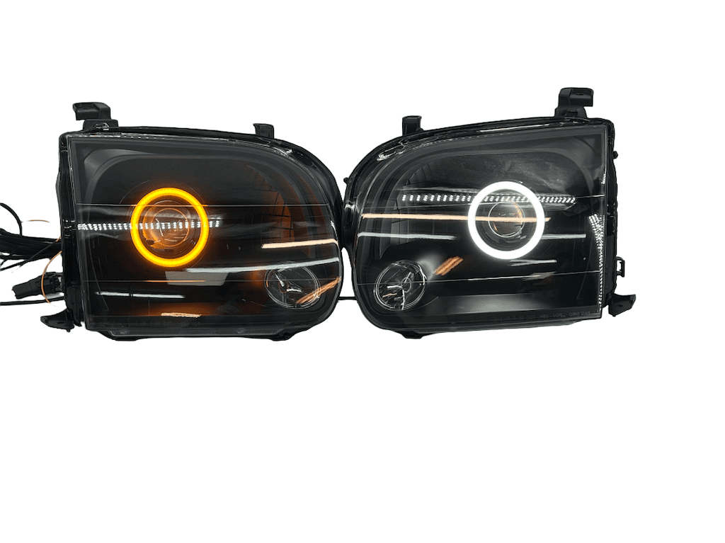 2000-2007 Toyota Tundra Black Projector LED Halo Switchback Headlights