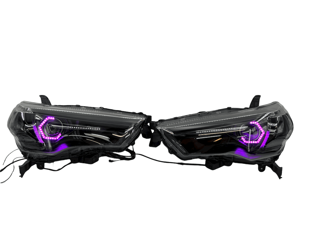 2014-2021 Toyota 4Runner Headlights Angry LED RGBW Halo Projector Lights