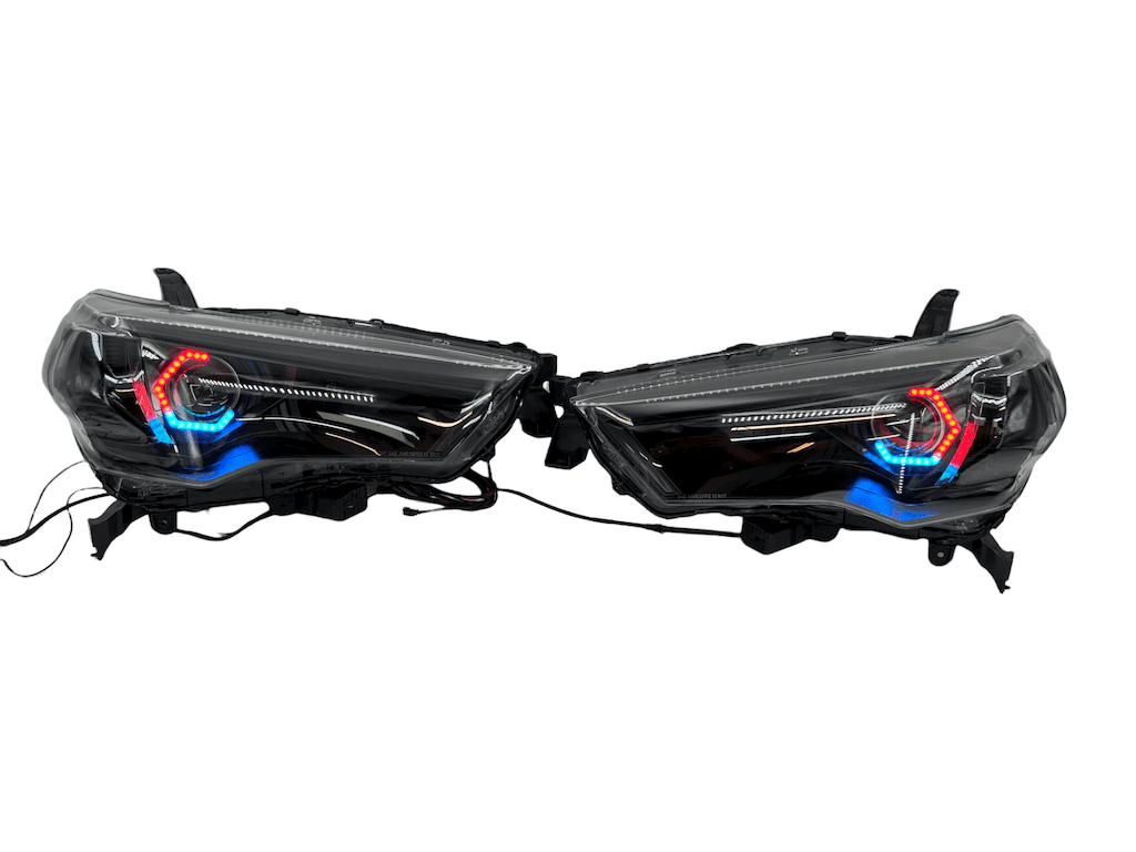 2014-2021 Toyota 4Runner Headlights Angry LED RGBW Halo Projector Lights
