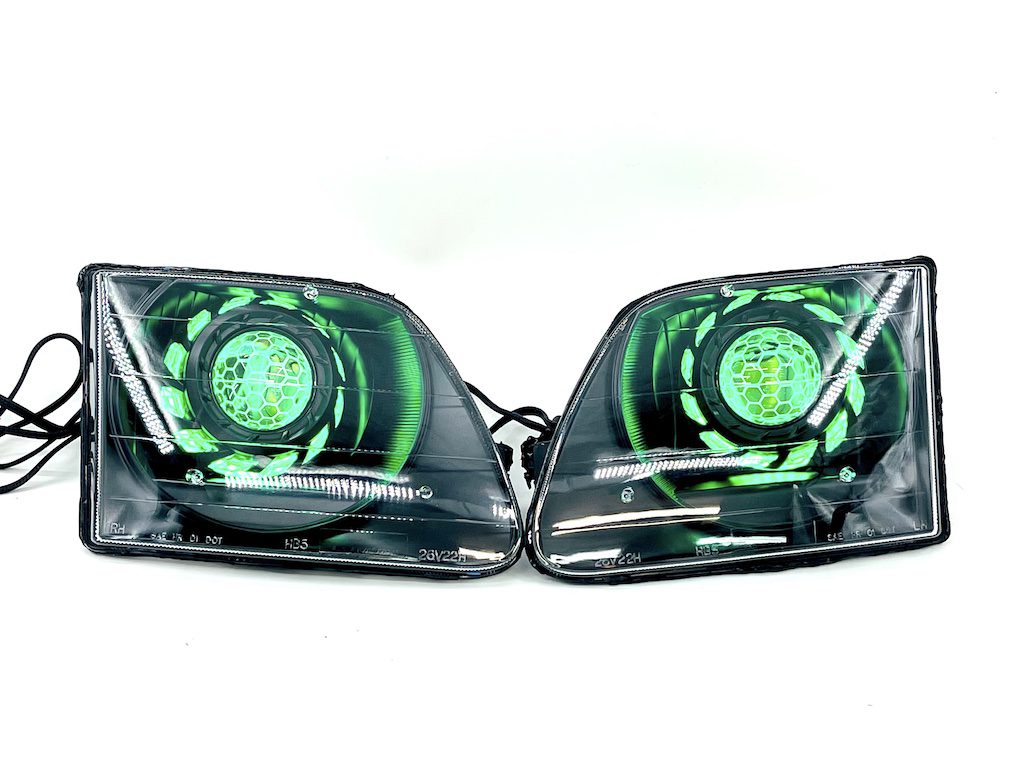 1997-2003 Ford F-150 RGBW Led Black Retrofit Projector Headlights