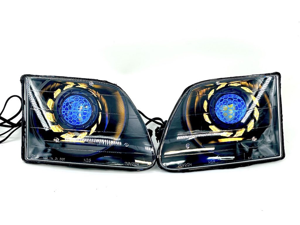 1997-2003 Ford F-150 RGBW Led Black Retrofit Projector Headlights
