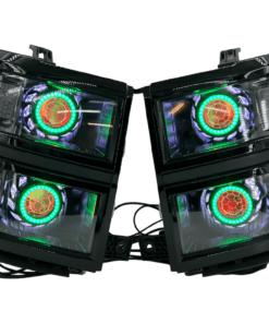 2014-2015 Chevrolet Silverado 1500 RGBW Custom Retrofit Quad Halo Projector LED Headlights