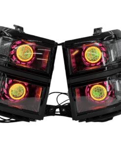 2014-2015 Chevrolet Silverado 1500 RGBW Custom Retrofit Quad Halo Projector LED Headlights