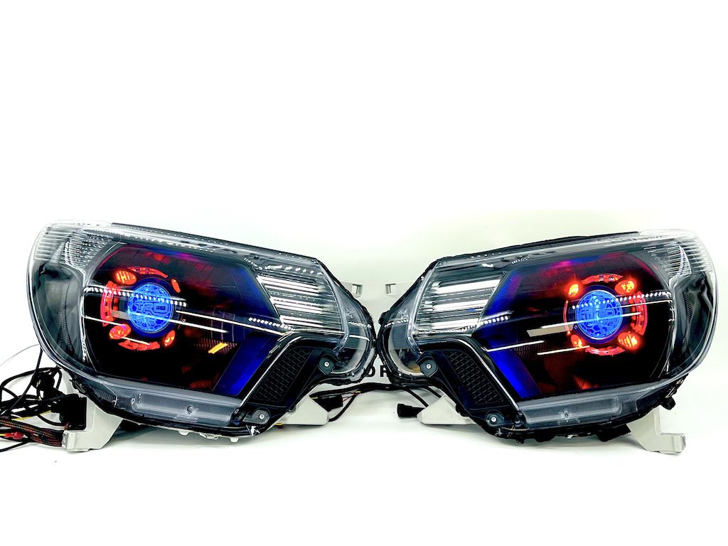 12-15 Toyota Tacoma Custom Retrofit Projector Headlights RGBW Led Lights
