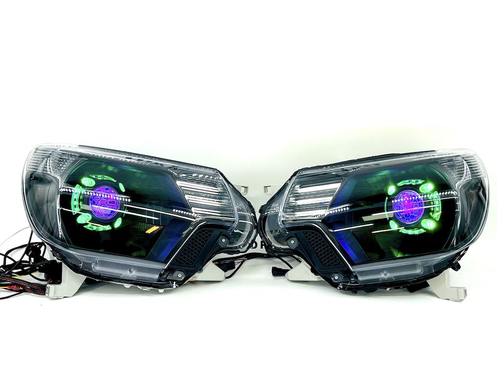12-15 Toyota Tacoma Custom Retrofit Projector Headlights RGBW Led Lights