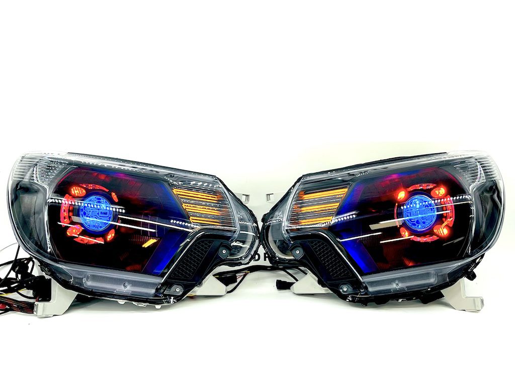 12-15 Toyota Tacoma Custom Retrofit Projector Headlights RGBW Led Lights