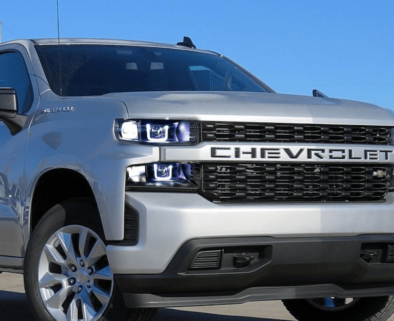 2019 Chevrolet Silverado LED Halo Headlights Custom Black