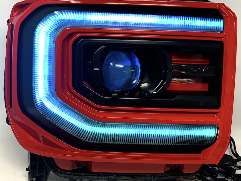 2016-2018 GMC Sierra Custom RGBW led DRLS with Demon Eyes Projector Headlights