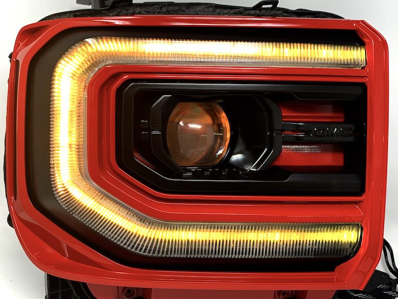 2016-2018 GMC Sierra Custom RGBW led DRLS with Demon Eyes Projector Headlights