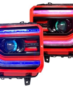 2016-2018 GMC Sierra Custom RGBW led DRLS with Demon Eyes Projector Headlights
