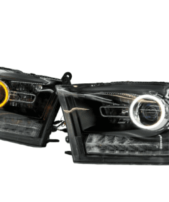 09-18 Ram Custom Black Projector Switchback LED Halo Headlights