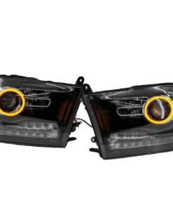 09-18 Ram Custom Black Projector Switchback LED Halo Headlights