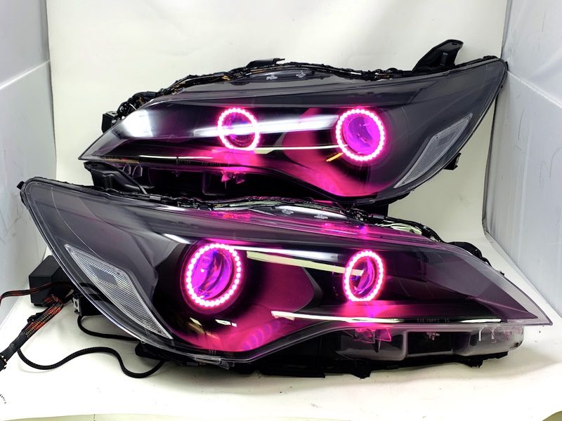 15-17 Toyota Camry RGBW Chasing LED Halo Black Projector Headlights