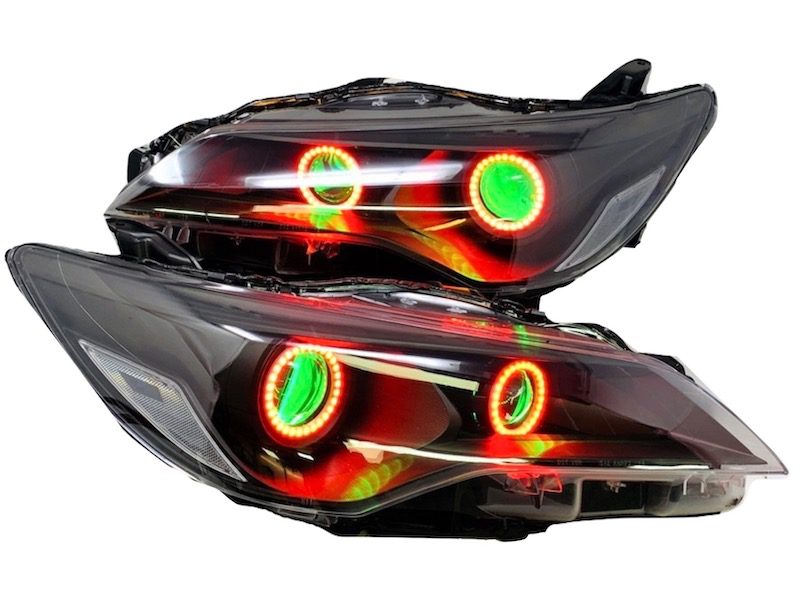 15-17 Toyota Camry RGBW Chasing LED Halo Black Projector Headlights