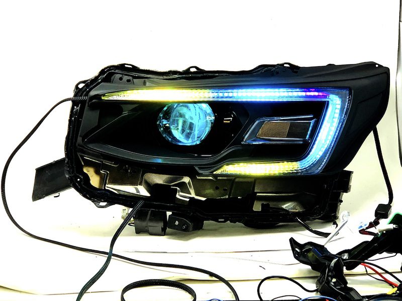 2020-2021 Subaru Legacy Outback Black Headlights with RGBW Led DRLS