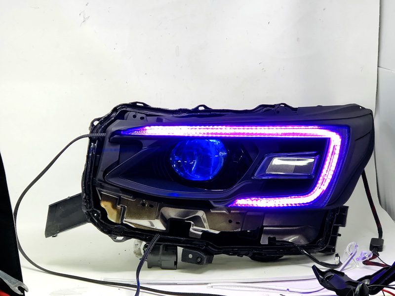 2020-2021 Subaru Legacy Outback Black Headlights with RGBW Led DRLS