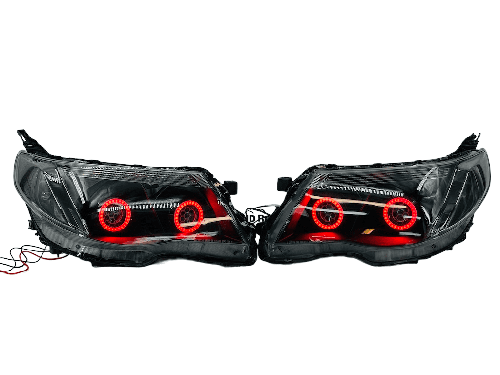 2009-2013 Subaru Forester RGBW Led Halo Black Projector Headlights