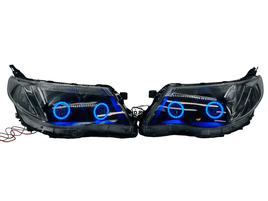 2009-2013 Subaru Forester RGBW Led Halo Black Projector Headlights