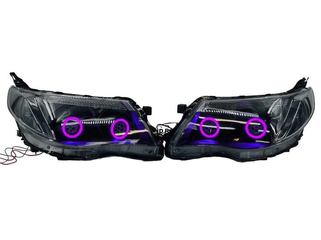 2009-2013 Subaru Forester RGBW Led Halo Black Projector Headlights