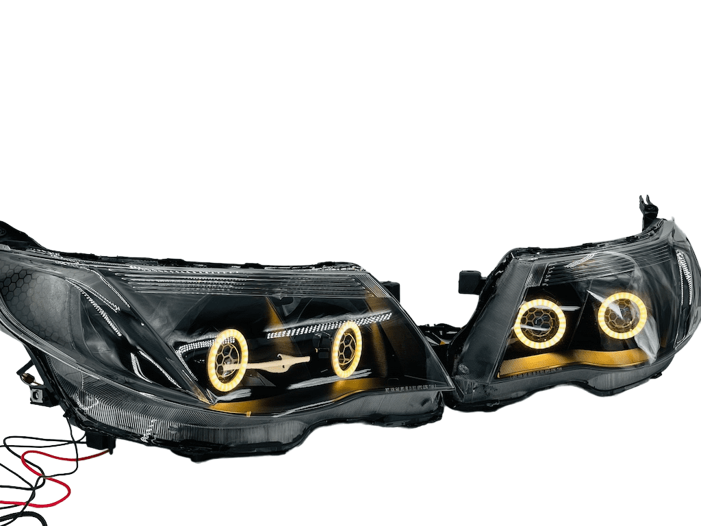 2009-2013 Subaru Forester RGBW Led Halo Black Projector Headlights