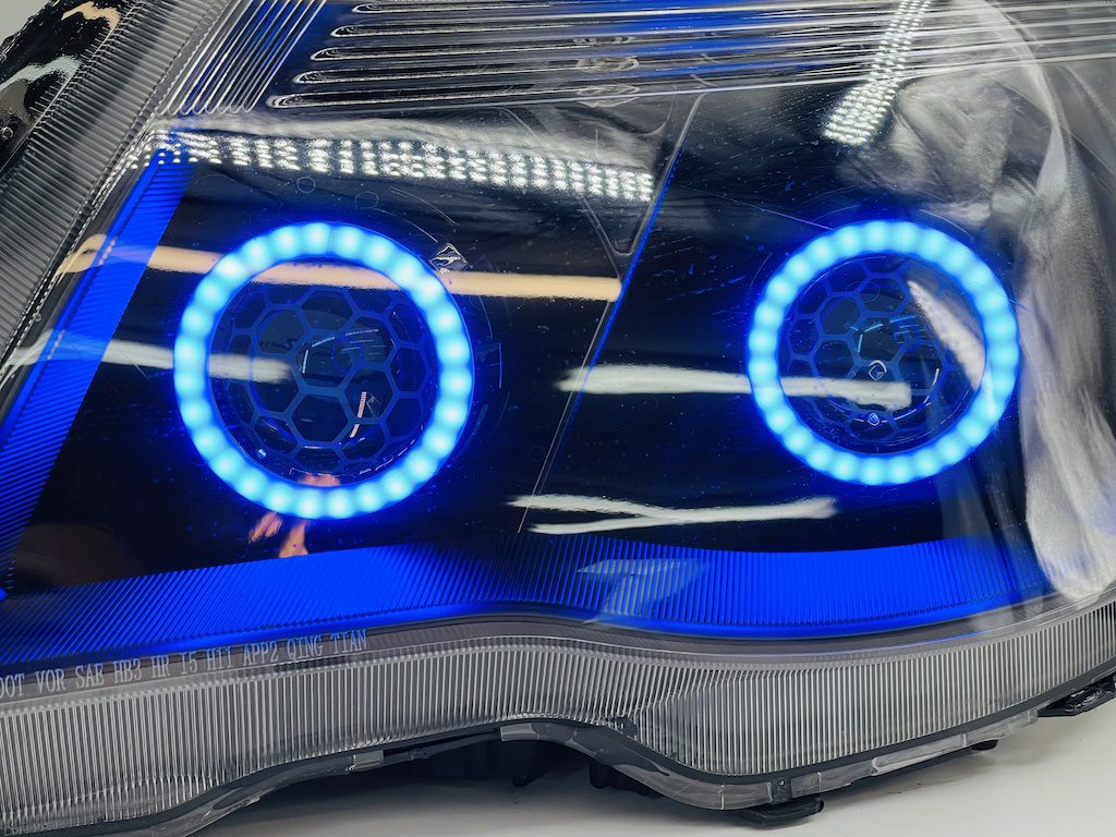 2009-2013 Subaru Forester RGBW Led Halo Black Projector Headlights