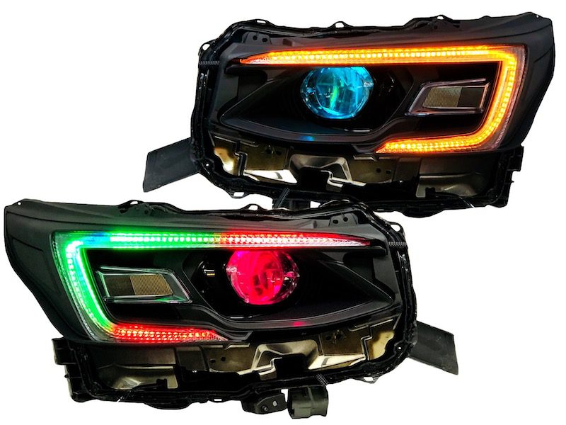 2020-2021 Subaru Legacy Outback Black Headlights with RGBW Led DRLS