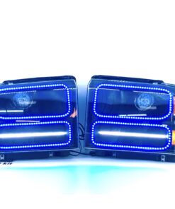 05-07 Ford Superduty Led Halo Outline Headlights Black Projector Retrofit Lights