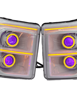 2011-2016 Ford F-250 F-350 Quad Projector RGBW led Demon Eyes Switchback Halo Headlights