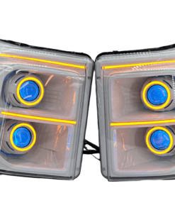 2011-2016 Ford F-250 F-350 Quad Projector RGBW led Demon Eyes Switchback Halo Headlights