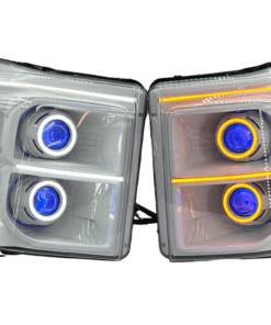 2011-2016 Ford F-250 F-350 Quad Projector RGBW led Demon Eyes Switchback Halo Headlights