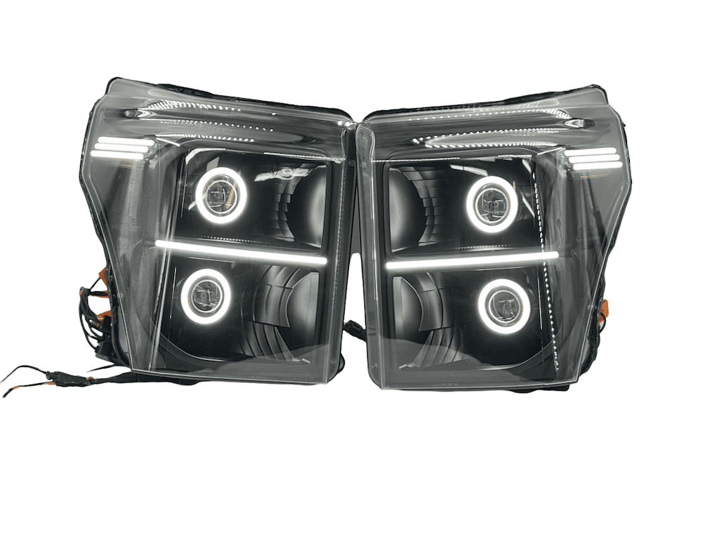 11-16 F-250 F-350 Superduty King Ranch Black LED Projector Retrofit Headlights