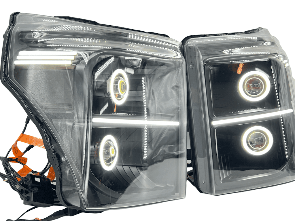 11-16 F-250 F-350 Superduty King Ranch Black LED Projector Retrofit Headlights - Image 3
