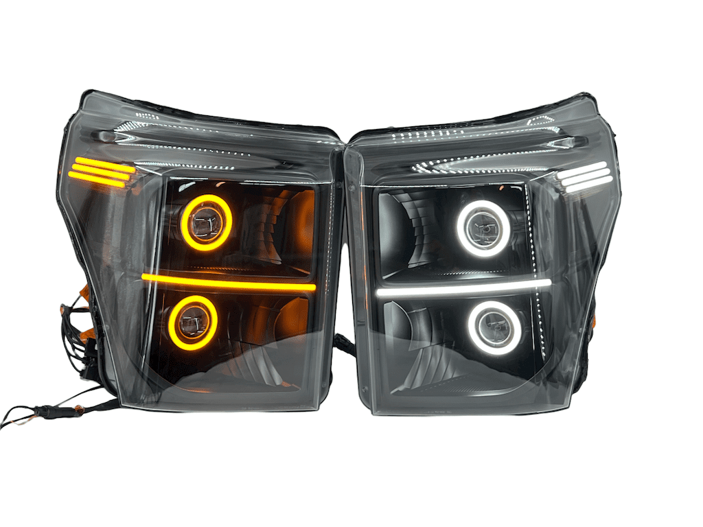 11-16 F-250 F-350 Superduty King Ranch Black LED Projector Retrofit Headlights