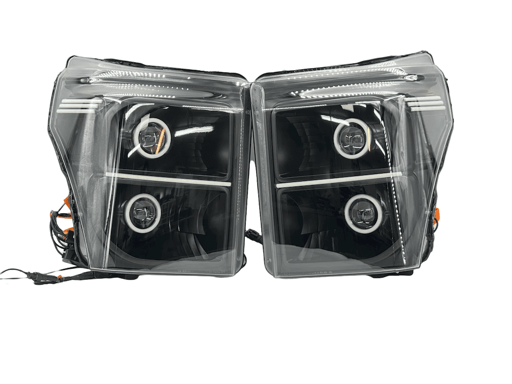 11-16 F-250 F-350 Superduty King Ranch Black LED Projector Retrofit Headlights