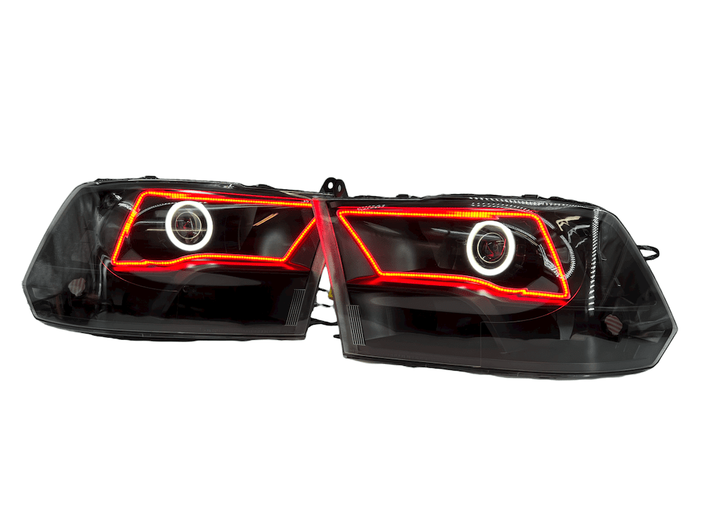 09-18 RAM 1500 Black Retrofit Projector Headlights LED Halo Lights
