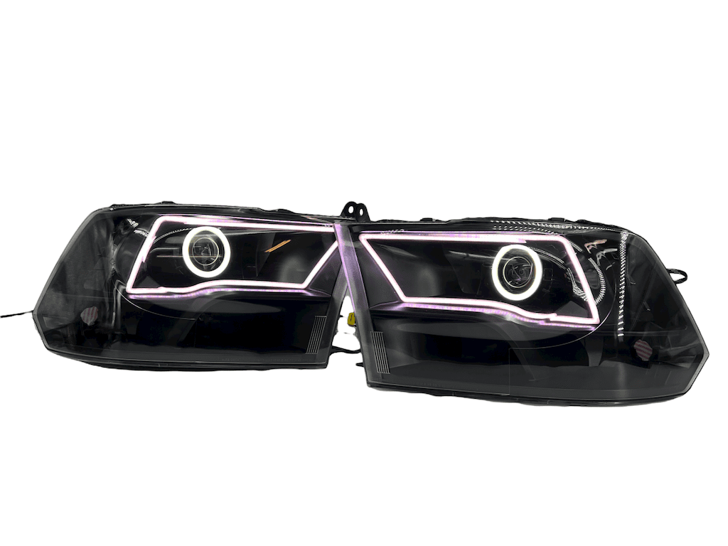09-18 RAM 1500 Black Retrofit Projector Headlights LED Halo Lights
