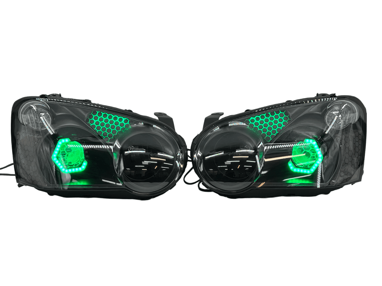04-05 Subaru Blobeye WRX/STI Black Retrofit Projectors RGBW Halo Headlights