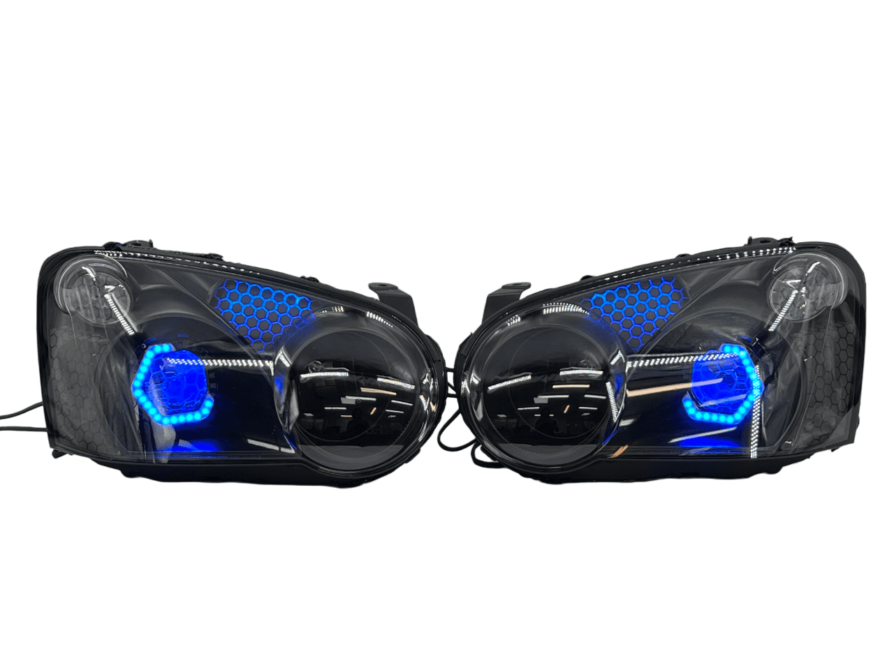04-05 Subaru Blobeye WRX/STI Black Retrofit Projectors RGBW Halo Headlights