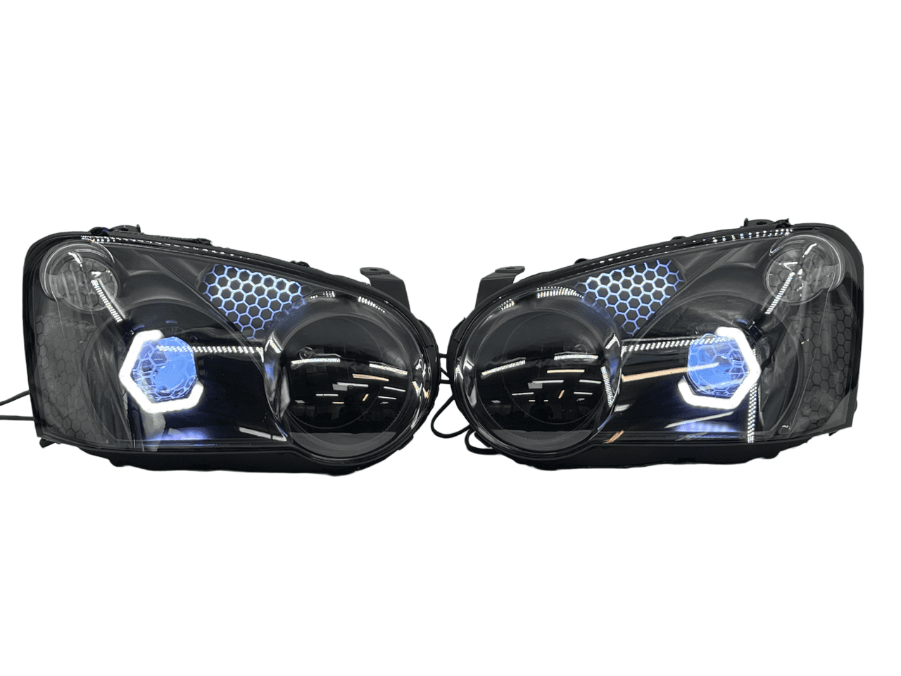 04-05 Subaru Blobeye WRX/STI Black Retrofit Projectors RGBW Halo Headlights