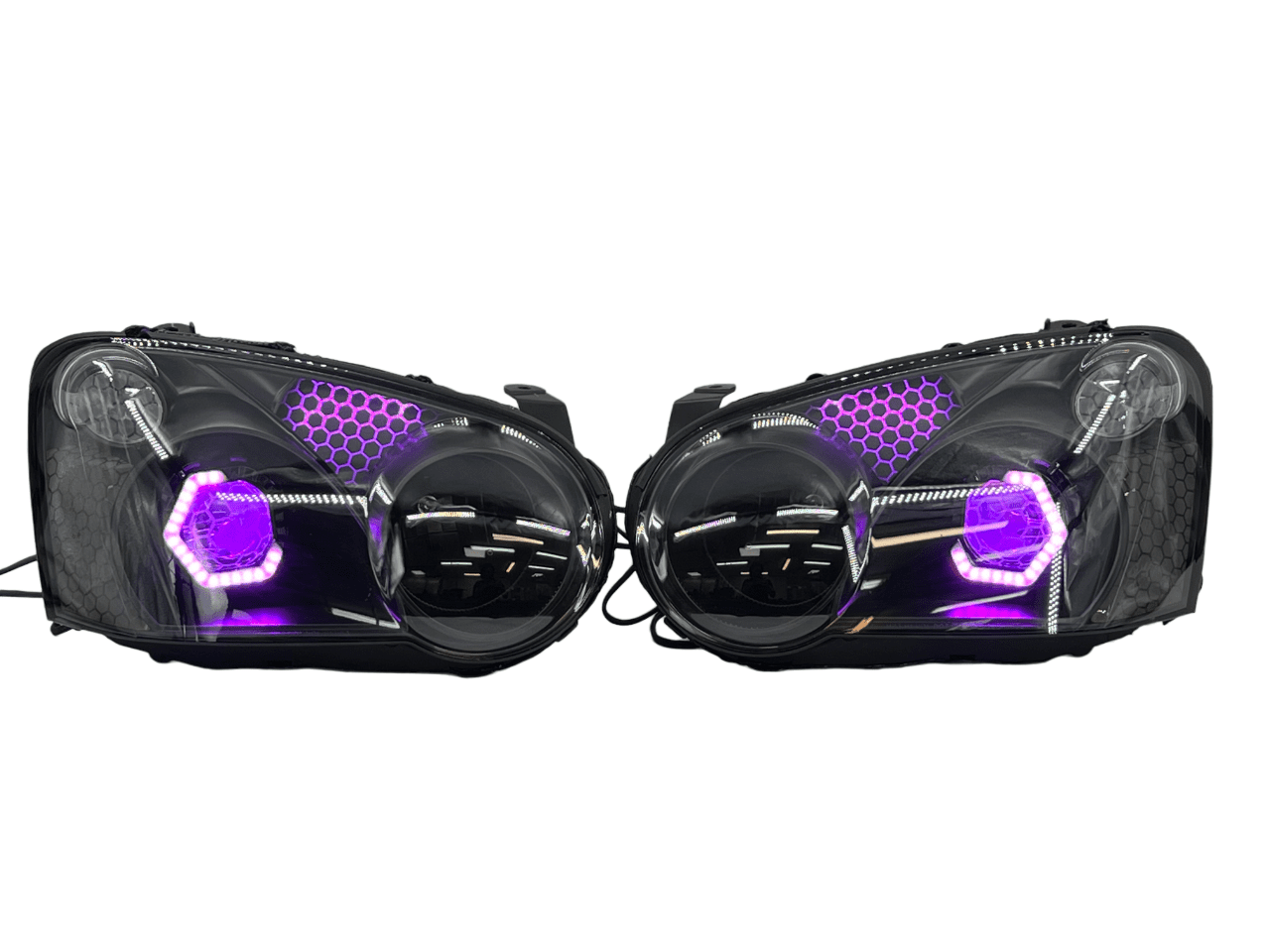 04-05 Subaru Blobeye WRX/STI Black Retrofit Projectors RGBW Halo Headlights