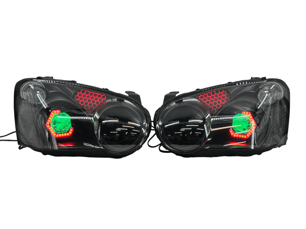 04-05 Subaru Blobeye WRX/STI Black Retrofit Projectors RGBW Halo Headlights